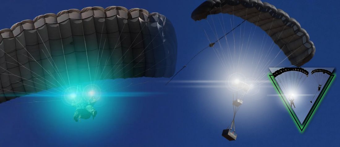 LSM slider-mounted collision-avoidance lighting active under canopy