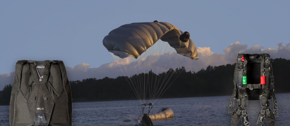 Maritime Military Javelin — MMJ harness and container with an over-water canopy landing