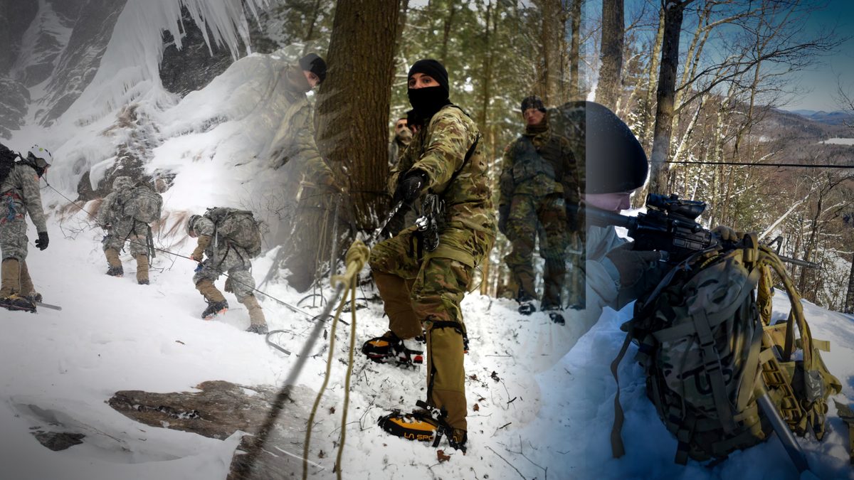 Mountain warfare — roped teams on snow and ice, fixed-line movement and overwatch in alpine terrain